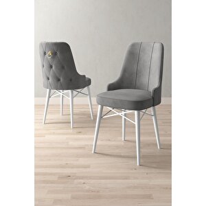Loft Beyaz 80x132 Açılabilir Mdf Masa Yemek Odası Takımı, Mutfak Takımı 6 Sandalye
