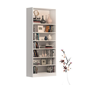Dekorex Mentora Serisi 140 Cm. Beyaz 10 Çekmeceli Masa Ve 6 Raflı Kitaplıklı Çalışma Grubu Tkm113-beyaz