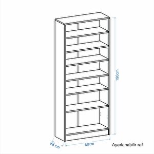 Dekorex Mentora Serisi 140 Cm. Beyaz 10 Çekmeceli Masa Ve 6 Raflı Kitaplıklı Çalışma Grubu Tkm113-beyaz