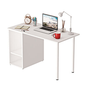 Dekorex Mentora Serisi 120 Cm. Beyaz Masa Ve 6 Raflı Kitaplıklı Çalışma Grubu Tkm110-beyaz