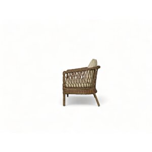 Monalin Home Garden Miami 5 Kişilik(3-1-1-masa) Rattan Örgü Bahçe & Balkon & Teras Oturma Grubu Minderli & Camlı & Masalı Takımı