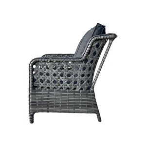Monalin Home Garden I Elite 7 Kişilik Oturma Takımı (gri) I Rattan El Örgüsü Bahçe Mobilyası