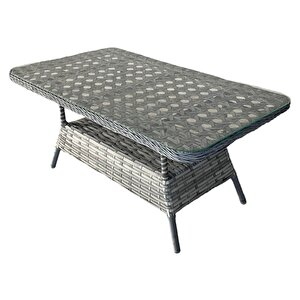 Monalin Home Garden I Elite 7 Kişilik Oturma Takımı (gri) I Rattan El Örgüsü Bahçe Mobilyası