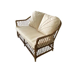 Monali̇n Mobi̇lya Lizbon Kahverengi 4 Kişilik(2-1-1-masa) Rattan Örgü Bahçe & Balkon & Teras Oturma Grubu Minderli & Camlı & Masalı Takım