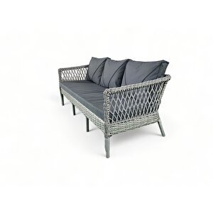Monalin Home Garden I Loft 5'li Oturma Takımı (gri) I Rattan El Örgüsü Bahçe Mobilyası