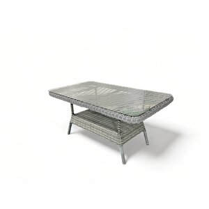Monalin Home Garden I Loft 5'li Oturma Takımı (gri) I Rattan El Örgüsü Bahçe Mobilyası