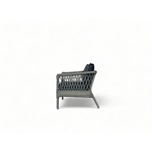 Monali̇n Mobi̇lya Loft Gri 4 Kişilik(2-1-1-masa) Rattan Örgü Bahçe & Balkon & Teras Oturma Grubu Minderli & Camlı & Masalı Takım