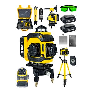 16 Köşe Çift Akülü Yeşil Çizgi Lazer Hizalama 360° Dijital Otomatik Hizalama + Tripod
