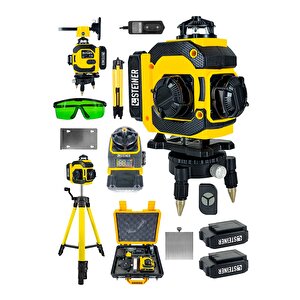 16 Köşe Çift Akülü Yeşil Çizgi Lazer Hizalama 360° Dijital Otomatik Hizalama + Tripod