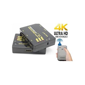 Hdmi Switch 3 Port Çoklayıcı Kumandalı 4k Ultra Hd Destekli