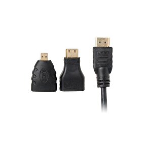1.5 M 1.4v Hdmi Kablo + Mini Micro Uç 3in1 Çevirici Dönüştürücü Adaptör Kablosu