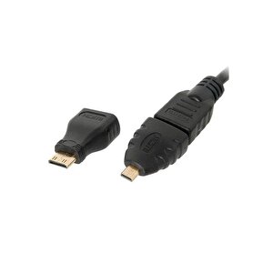 1.5 M 1.4v Hdmi Kablo + Mini Micro Uç 3in1 Çevirici Dönüştürücü Adaptör Kablosu