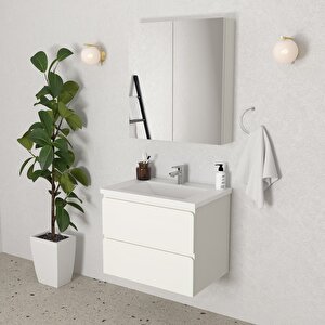 Granada 65 Cm Mdf Gövde Membran Kapak Banyo Dolabı Seti Beyaz