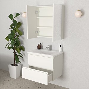 Granada 65 Cm Mdf Gövde Membran Kapak Banyo Dolabı Seti Beyaz