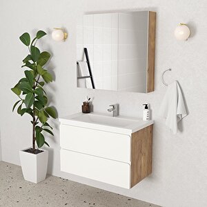 Granada 80 Cm Mdf Gövde Membran Kapak Banyo Dolabı Seti Atlantik Çam