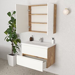 Granada 80 Cm Mdf Gövde Membran Kapak Banyo Dolabı Seti Atlantik Çam