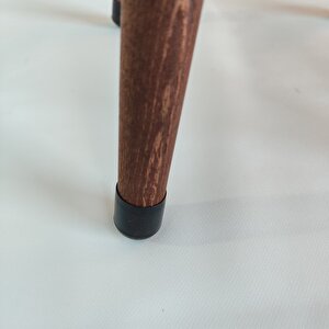 Ustaagac Puf Koltuk Tabure - Kahverengi Sade Desenli - Ahşap Gürgen Ayaklı