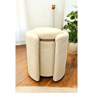 Çift Kullanımlı Sandıklı Özel Yapım Tedy Kumaş Silindir Puf Bench Sehpa