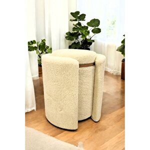 Çift Kullanımlı Sandıklı Özel Yapım Tedy Kumaş Silindir Puf Bench Sehpa