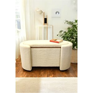Çift Kullanımlı Sandıklı Yatak Ucu Tedy Kumaş Silindir Puf Bench Sehpa
