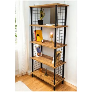 Kitap Yuvası 5 Raflı Geniş Kitaplık Ayakkabılık Banyo Düzenleyici Klasörlük Dekoratif Mutfak Rafı Çam