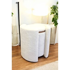 Çift Kullanımlı Sandıklı Özel Yapım Tedy Kumaş Silindir Puf Bench Sehpa