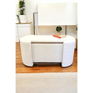 Çift Kullanımlı Sandıklı Yatak Ucu Tedy Kumaş Silindir Puf Bench Sehpa