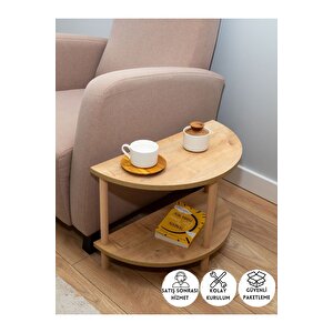 Yarım Daire Yan Sehpa - Salon - Oturma Odası Zigon Sehpa - Safir Meşe Safir Meşe
