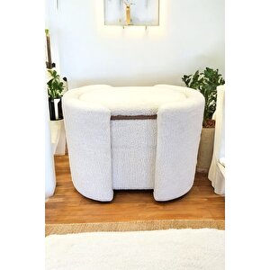 Çift Kullanımlı Sandıklı Özel Yapım Tedy Kumaş Silindir Puf Bench Sehpa
