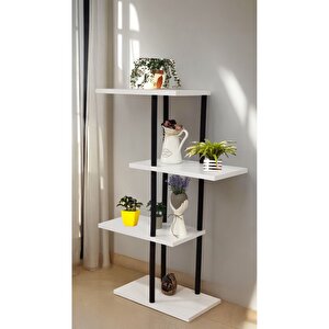 Yüksek Kalite 4 Katlı Çiçeklik Saksı Standı Balkon Rafı Saksılık Beyaz