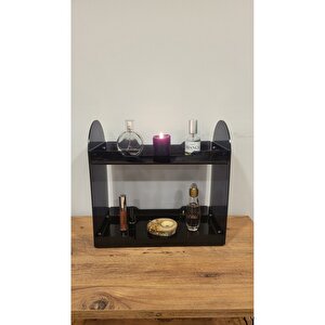 İki Katlı Makyaj Ve Takı Düzenleyici - Masa Üstü Parfüm Standı, Banyo Organizer Rafı Füme