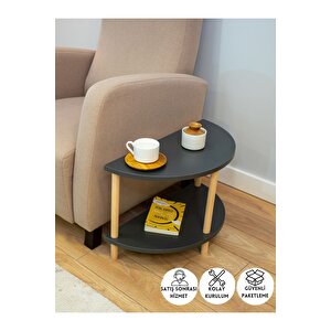 Yarım Daire Yan Sehpa - Salon - Oturma Odası Zigon Sehpa - Antrasit Antrasit