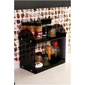 Kağıt Havluluklu Plexiglass Mutfak Rafı Organizer - Tezgah Üstü Raf - Füme Siyah