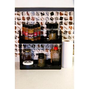 Kağıt Havluluklu Plexiglass Mutfak Rafı Organizer - Tezgah Üstü Raf - Füme Siyah
