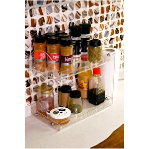 Kağıt Havluluklu Plexiglass Mutfak Rafı Organizer - Tezgah Üstü Raf Şeffaf