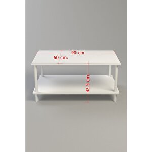 Dikdörgen Orta Sehpa Ahşap Ayaklı Sehpa Iki Raflı Sehpa Dekoratif Sehpa Gazetelikli-safir Meşe-90x60