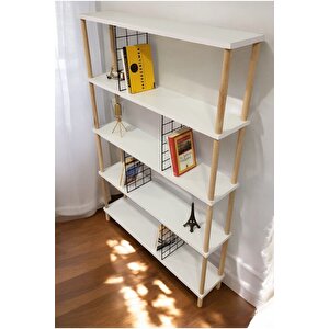 5 Raflı Modern Dekoratif Geniş Kitaplık Klasörlük Çok Amaçlı Düzenleyici Raf