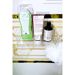Yapışkanlı Şeffaf Banyo Rafı - Şampuanlık & Sabun Organizer Set Şeffaf