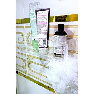 Yapışkanlı Şeffaf Banyo Rafı - Şampuanlık & Sabun Organizer Set