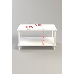 Dikdörgen Orta Sehpa Ahşap Ayaklı Sehpa Iki Raflı Sehpa Dekoratif Sehpa Gazetelikli-safir Meşe-72x45
