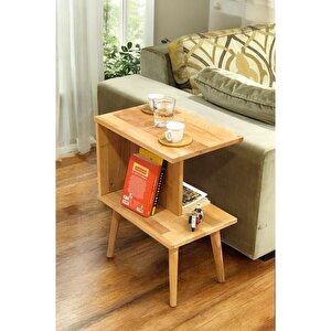 Lüx Naturel Ahşap Yan Sehpa - Salon - Oturma Odası Zigon Sehpa - Safir Meşe