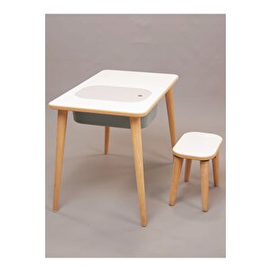 Çocuk Oyun Etkinlik Çalışma Masası Sepetli Ahşap Mdf Masa Takımı