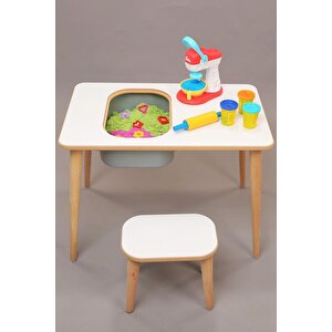 Çocuk Oyun Etkinlik Çalışma Masası Sepetli Ahşap Mdf Masa Takımı