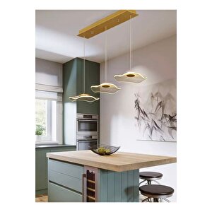 Luxury Exclusive Üçlü Sıralı Sarkıt Led Avize Jellyfish Gold Sarı Ledli Avize