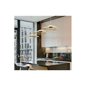 Luxury Exclusive Üçlü Sıralı Sarkıt Led Avize Jellyfish Gold Sarı Ledli Avize