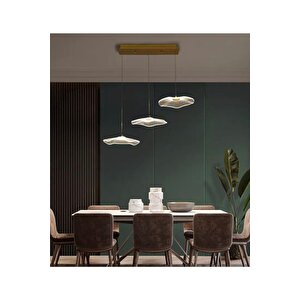 Luxury Exclusive Üçlü Sıralı Sarkıt Led Avize Jellyfish Gold Sarı Ledli Avize
