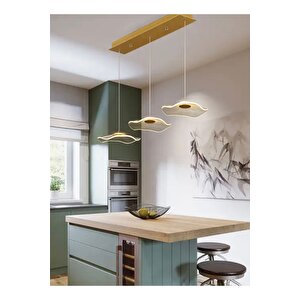 Luxury Exclusive Üçlü Sıralı Sarkıt Led Avize Jellyfish Gold Sarı Ledli Avize