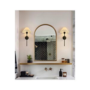 Modern Tasarım Umbrella Aplik 2 Adet Eskitme Gold Gövde Krem Abajur Şapka Elektrikle Çalışan