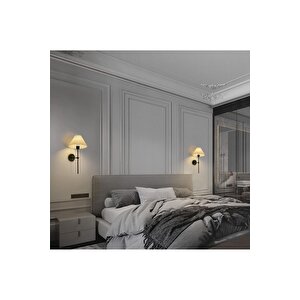 Modern Tasarım Umbrella Aplik 2 Adet Eskitme Gold Gövde Krem Abajur Şapka Elektrikle Çalışan