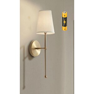 Luxury Modern Aç Kapa Butonlu Pilli Aplik Eskitme Gold Krem Abajur Pil Tak Kullan 1 Adet Fiyatıdır